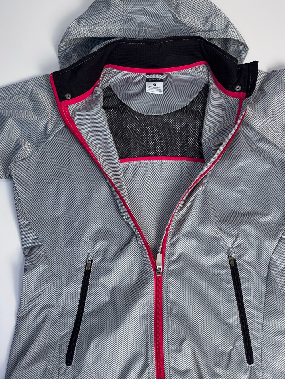 NIKE Storm Women’s Gray Hooded Utility Jacket with Hot Pink Trim